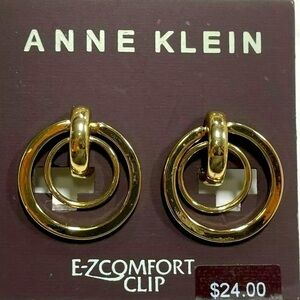 Anne Klein Gold Tone Comfort Clip Earrings NWT